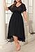 Pinup Fashion Plus Size Cockatil Dress Wedding Guest Semi Formal Black Funeral Chiffon High Low Short Sleeve Elegant Dresses