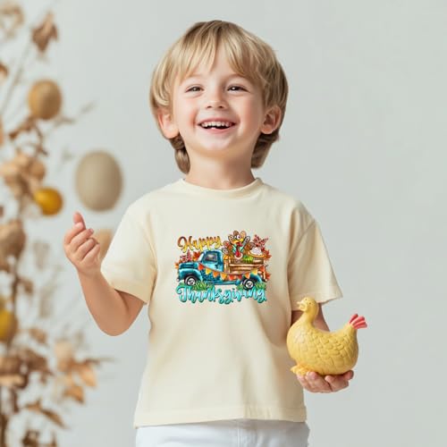 Kids Thanksgiving Shirt Funny Turkey Truck Graphic Boys Girls Thanksgiving Outfits Clothes 2-7 Years2