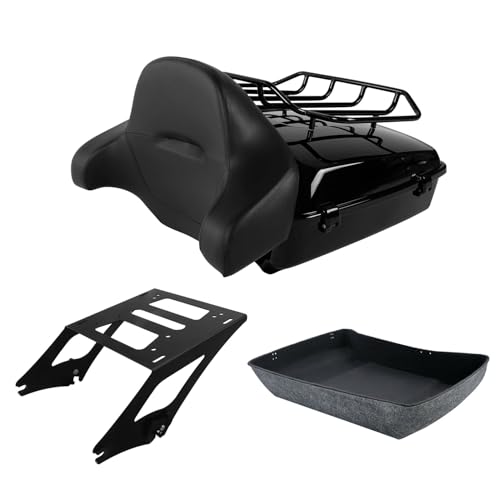 TCT-MOTORPARTS Vivid Black Tour Luggage Trunk Around Bkacrest Mounting Luggage Rack Fit for 2021-2024 BMW R18 B Transcontinental