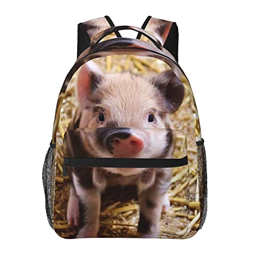 Sac à dos cochon mignon grand sac d'école léger pour ordinateur portable