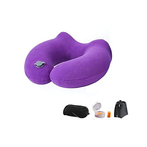 Lucear - Juego de cojines cervicales hinchables (2 formas), color morado