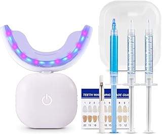 Wireless Teeth Whitening Light, TOWODE 32 LED Red and Blue Light Teeth Whitening Lamp with Charging Case, Comes with 2 Teeth Whitening Gels and 1 Desensitizing Gel, Also Includes Whitening Tray