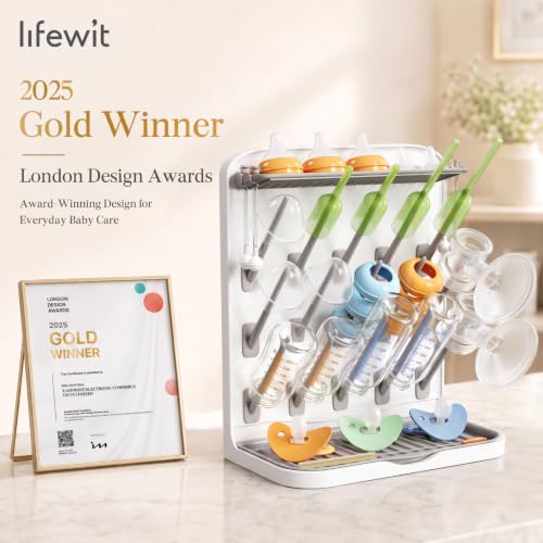 Image of Lifewit Large Baby Bottle Drying Rack 15 Hooks, Newborn Essentials Must Haves, Bottle Storage Organizer for Countertop, Cabinet, Rack Dryer Holder for Pacifiers, Pump Parts, Baby Stuff (Pack of 2)