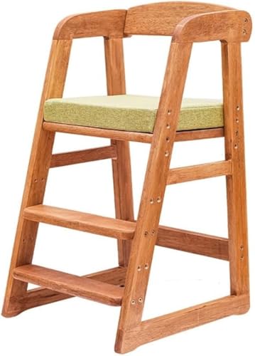 GEBYUI 天然木製 子供用ダイニングチェア 成長に合わせて高さ調節可能 ベビー 多機能 学習椅子 ハイ 家庭用 食事 勉強 テーブル、柔らかいクッション、座面・足置き 4段階調整可能、絵を描く、読む、書くなど、さまざまな日常の活動に使用されます