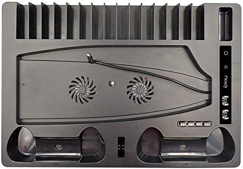 Top-down view of the GAMFAMI charging stand showing fan vents and game slots