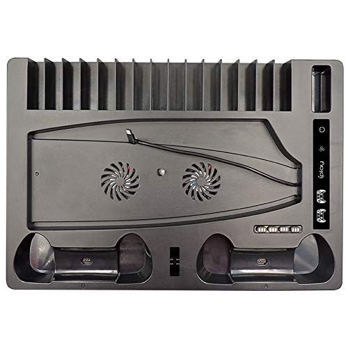 Soporte de carga multifunción con ventilador de refrigeración para PS5 Disc/Digital Edition/PS5, cargador vertical soporte de almacenamiento de refrigeración para PS5 VR Playstation... (negro)