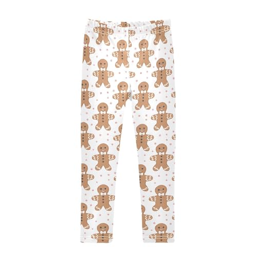Gingerbread Man Snowflake Girls Leggings Ultra Soft Compression Yoga Gym Pants for Kids 4-10T