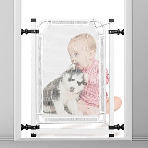 Portão Telado Proteção Criança Pet De 69cm A 84cm 80Cm Tela Baby Dog Cachorro