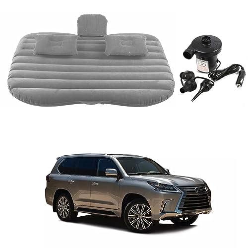 Image of Oshotto Multifunctional Car Travel Bed Mattress with Two Air Pillows, Car Air Pump Compatible with Lexus LX 570 (Grey)