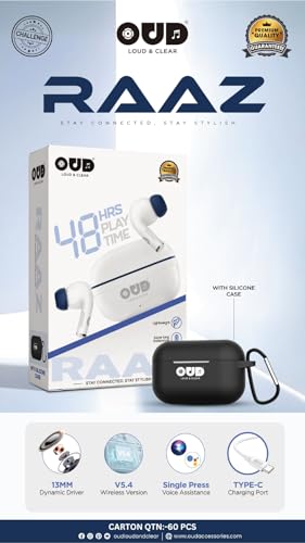 Image of Oud Spot On True Wireless Earbuds, 48 Hours Playtime, 300 Hours Standby Time, 30 Hours Talk Time