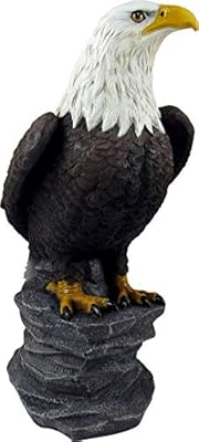 DWK - Liberty - Majestic American Bald Eagle on Rock Desk Statue Figurine Patriotic Sculpture USA Freedom Office Bookshelf Tabletop Home Decor Accent, 9-inch