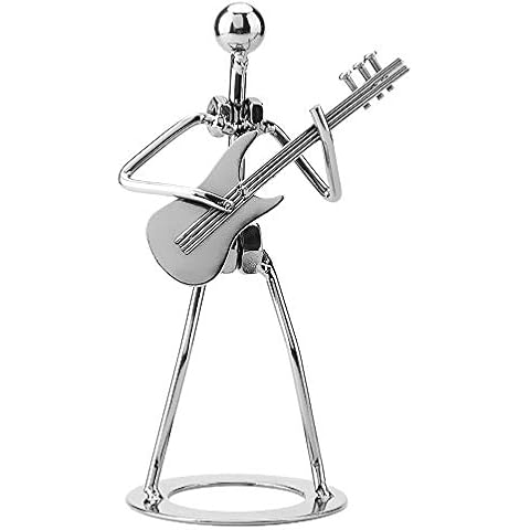 Fdit Silber Musiker Skulptur Handgemachte Musik Player Gitarrist Sammler Sammlerfigur Metall Musiker Player Ornament Cover