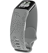 TOYOUTHS Löwenzahn Floral Gravierte Armband Kompatibel mit Fitbit Charge 6/Charge 5 Armband Damen...