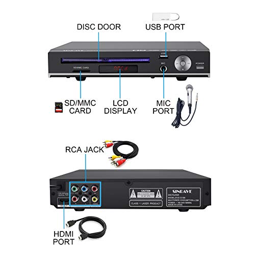 DVD Player-Digital DVD Player for TV Support 1080P Full HD Come with HDMI Cable Remote Control and Built-in PAL/NTSC System, USB Input DVD Players (HD DVD Player Upgraded)