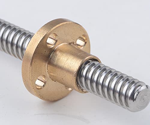 Lysee 3D Printer Parts & Accessories - 3D Printer Parts T30 Lead Screw Lead 6mm T306 Stainless Steel with Brass nut - (Size: 100mm with nut)