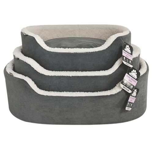 Couchage pour chien en velours de qualité supérieure et finitions gris