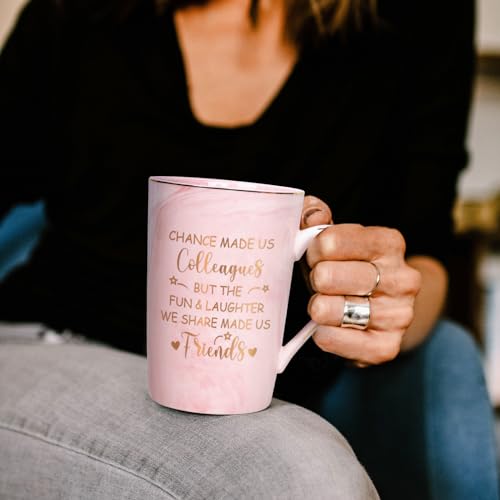 Gift Chance Made Us Colleague, Retirement Coffee Mug for Women Men Thank You Good Luck Leave, Chance Made Us Colleagues-pink, 14Oz - Image 4