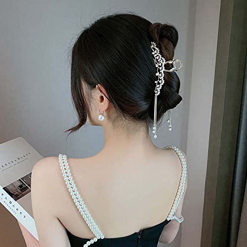 Pince à cheveux gland perle creux ventilateur argent - 4