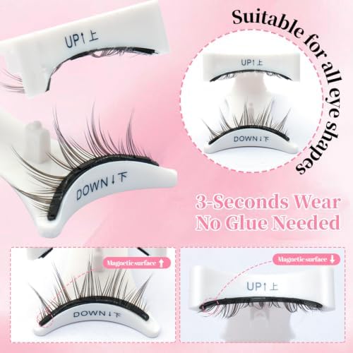 Magnetic Lashes with Applicator, Magnetic Eyelashes Natural Look, No Glue Needed, Reusable False Eyelashes Kit Easy to Apply and Remove, Lightweight Soft and Comfortable for Daily Makeup(WG) - 3