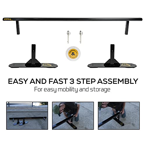 Imperial&Co Oval Series Skate Grind Rail And Wax For Skateboard Ramp Setup On Driveway Skatepark For Kids And Adults, Bmx Bike, Scooter, Agressive Inline & Roller Skating Blading, Snowboarding, Ski #TOP3
