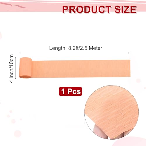 Image of MECCANIXITY Crepe Paper Roll 8.2ft Long 4 Inch Wide for Wedding Ceremony Various Large Festivals Decoration, Peach