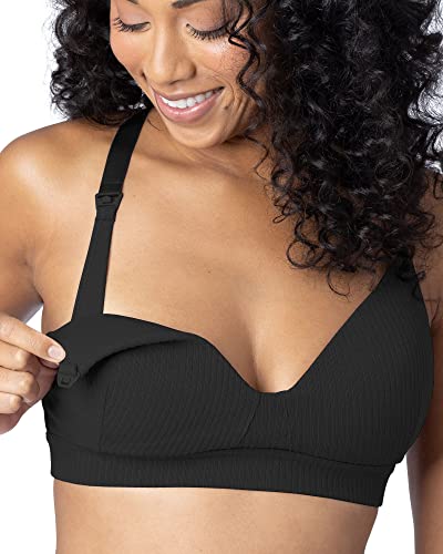 Image of Ribbed Signature Cotton Nursing & Maternity Bra - Black by Kindred Bravely