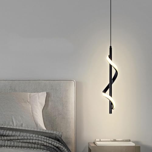 Plafonnier LED moderne en spirale et lustre noir design pour salon - 8