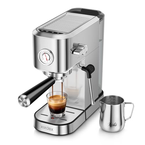 XIXUBX Espresso Machine with Milk Frother for Cappuccino & Latte, Sliver