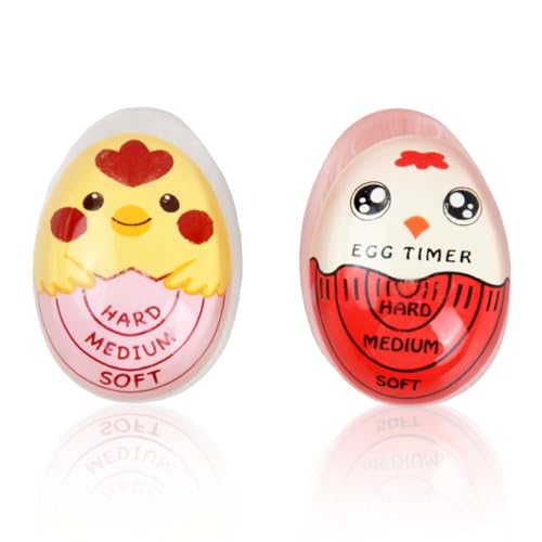 2 Stück Eggtimer, Timer für Gekochte Eier, Wiederverwendbare Egg Timers, Zeitschaltuhr für Hartgekochte Eier, Eieruhr zum Anzeige Hart/Medium/Weich