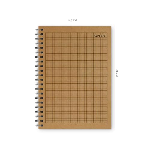 Image of PaperO Professional A5 Square Grid Notebook | 5MM Square Graph Design | A5 Size (21.0 x 14.5 cm) | Ideal for Architects & Designers | Kraft Cover | 100 Pages | (Plain Square-Pack of 2)