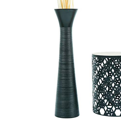 Leewadee Grand Vase A Poser Au Sol pour Branches Décoratives De Pampa, Vase en Bois De Manguier, 85 cm, Nero