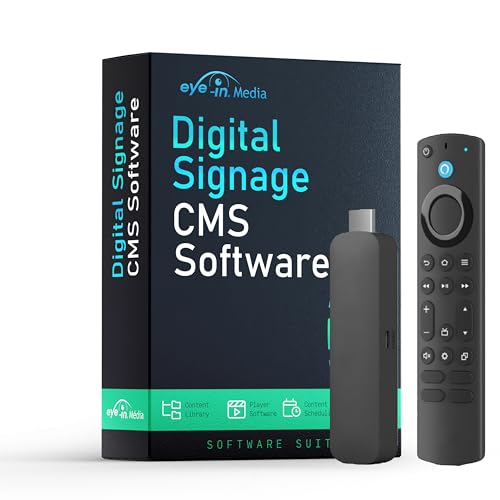 Digital Signage CMS Software with Amazon Signage Stick - Digital Signage Media Player SoC, 4K Video Support, WiFi 6E Compatible