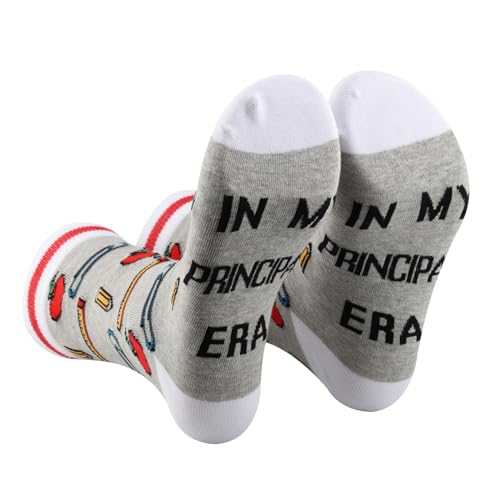 PXTIDY 2 Pairs School Principal Sock Principal Appreciation Gift School Principal Gift Assistant Principal Socks, In My Principal Sock, One size