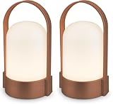 BRILONER - LED Tischlampe kabellos IP44 mit Touch, dimmbar in Stufen, USB-C, Akku tauschbar,...