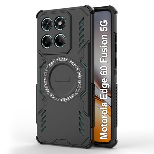 Image of Zapcase Back Case Cover for Motorola Edge 60 Fusion 5G | Magnetic Case with Built-in Metal Ring | Supports MagSafe Charger, Wallet & Car Mount | Shockproof Hybrid PC + TPU | Black