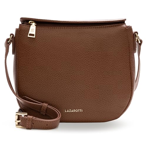 Lazarotti Bologna Women's Leather Shoulder Bag, Adjustable Shoulder Strap, Medium Crossbody Bag, Shoulder Bag, 25 cm, brown, One Size