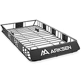 ARKSEN 64 x 34 x 6 Inch Universal Roof Rack with Extension, 150 LBS Heavy Duty Capacity Rooftop Cargo Basket for SUV, Truck, RV, Pickup
