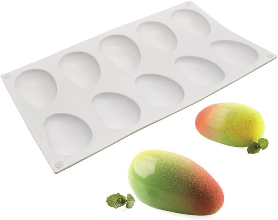 10-Cavity Mango Mold Cake Silicone Molds for Baking Dessert Jelly Ice Cream 3D Fruit Shapes Silicone Mold for Chocolate Candy Pastry Truffle Pudding Jelly Cheesecake Mousse Soap