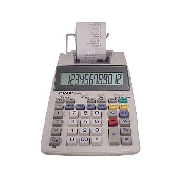 Sharp EL-1750V Two-Color Printing Calculator 2 Lines/Sec 3″ Black/Red