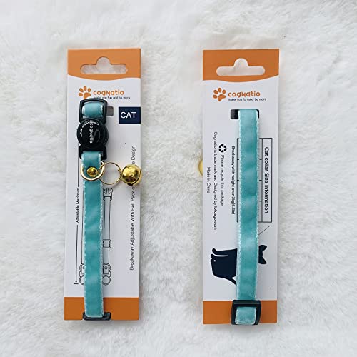 Image of Safety Quick Release Cat Collars,Double Velvet with Bell Available in a Range Colors ,Perfect for Your Kitty, Adjustable 20-30 cm (20-30cm, Sky Blue)
