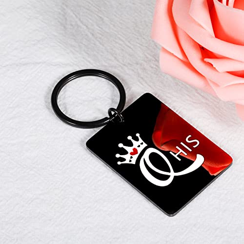 His Queen Her King Matching Keychains Valentines Couple Gifts For Women Men Anniversary Birthday Gifts For Him Her Boyfriend Fiance Engagement Wedding Deployment Gifts For Bride Groom Husband To Be #TOP1