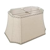 10'' H Linen Bell Lamp Shade Cut Corner Design with Lace Trim (Rectangular)