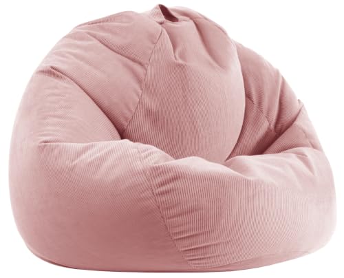 Image of ENBAOHUI 3FT Memory Foam Bean Bag Chairs for Teens or Kids with Filling Bean Bag Sofa with Handle Super Soft Corduroy Fabric Lazy Sofa 3 Foot Pink