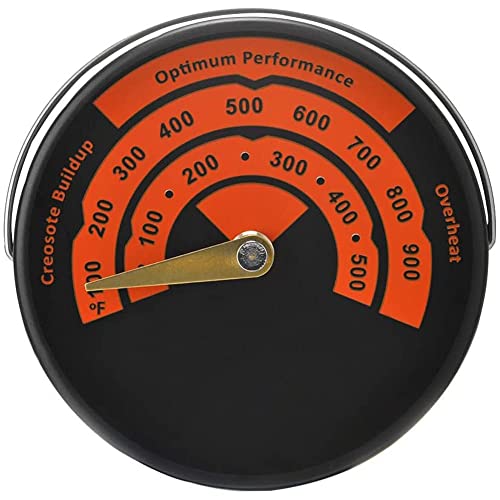 Wood Stove Thermometer, Top/Flue/Stovepipe, 100-900F, Golden Needle, Magnetic, Avoid Stove Fan Damage