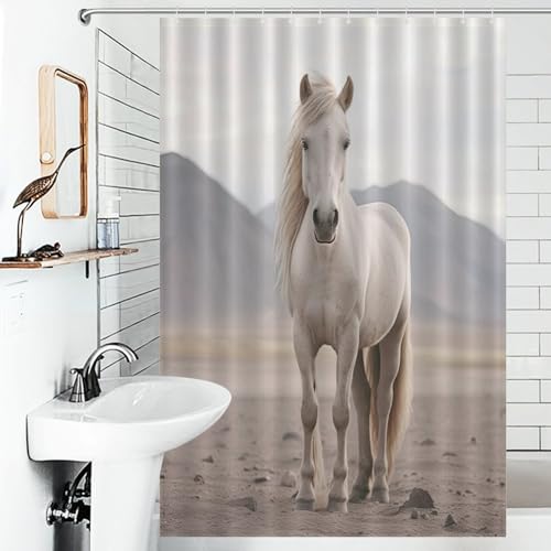 Rideau de bain cheval imperméable : solution anti-projections lavable pour petite baignoire