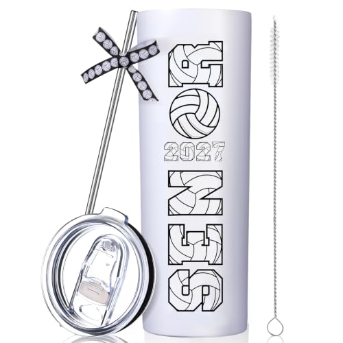 SiliFine Volleyball 2027 Senior Night Gift Tumbler 20 oz Sport Water Bottle