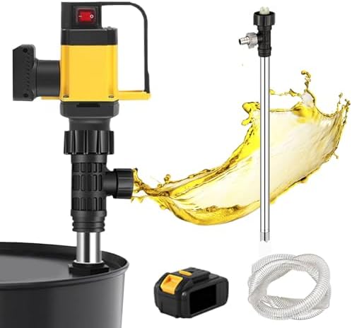 1000W Cordless Fuel Transfer Pump - Electric Oil Barrel Pump with 3-Speed Adjustable, 93cm Stainless Steel Tube & Hose for Diesel, Kerosene, Hydraulic Oil & Water