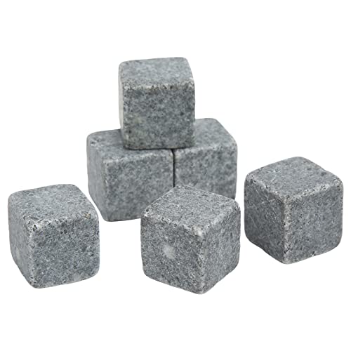 Yctze Juego de Piedras para Whisky - Rocas Enfriadoras de 2 Cm para Whisky, Ginebra, Vino y Vodka con Bolsa de Franela - Juego de de Ideal para Hombres, Enfriamiento sin Dilución (6)