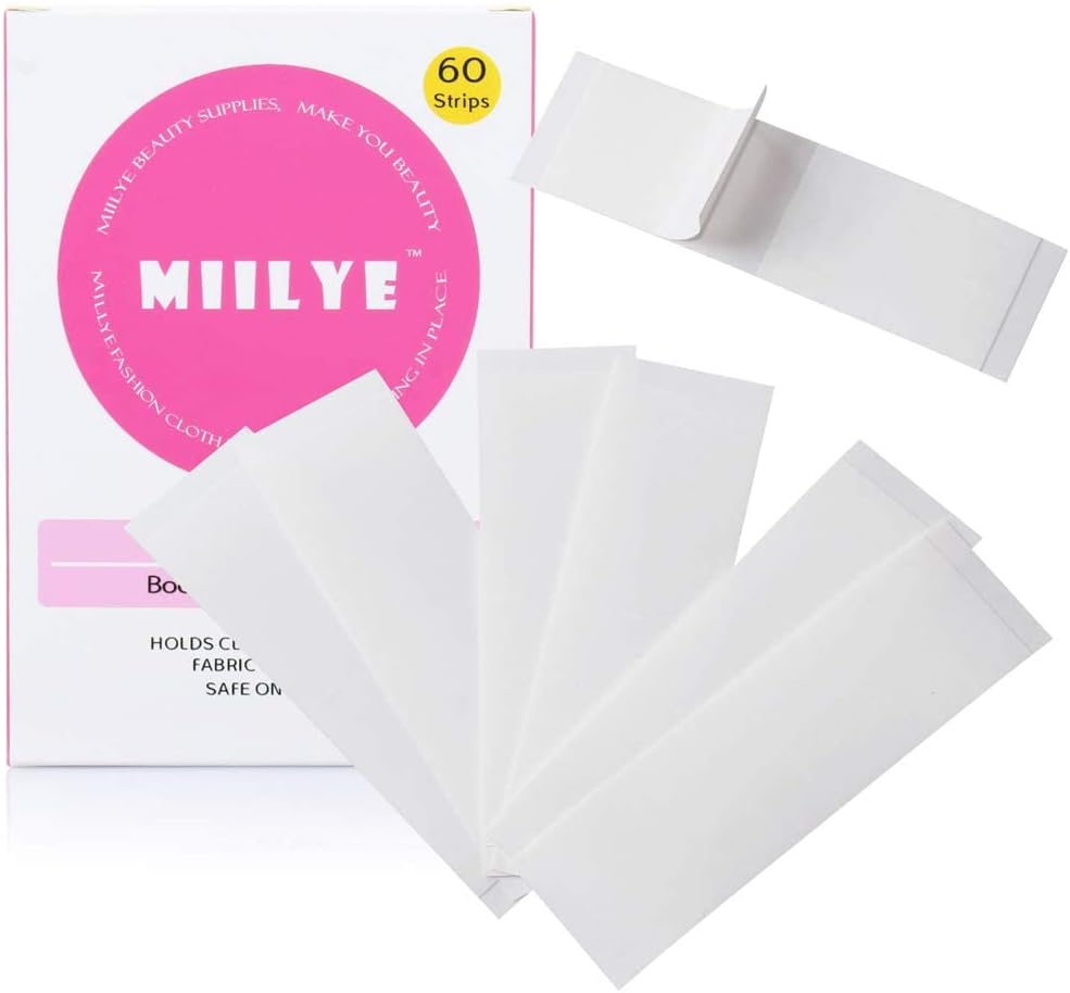 60 Strips Skin Friendly Double Sided Tape for Skin and Fabric