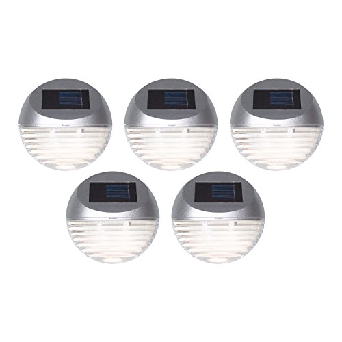 GardenKraft Lot de 5 lampes solaires pour clôture. Argenté.